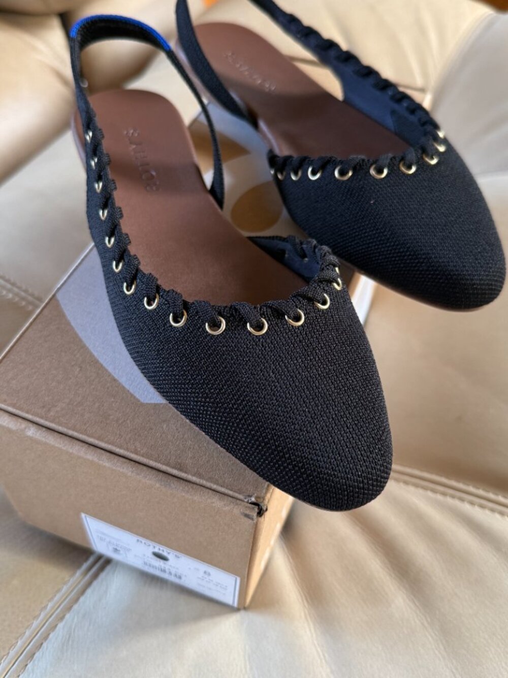 The Almond Slingback in Eyelet Black - Picture 4 of 6